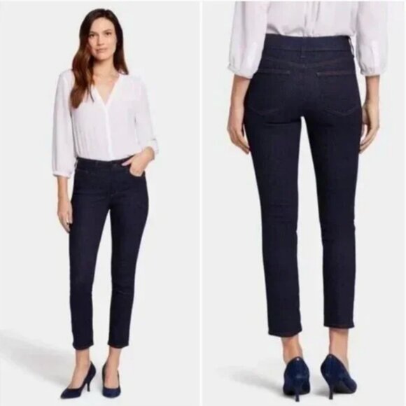 NYDJ Alina Skinny Ankle Jeans Dark Wash Size 12P - Picture 1 of 8